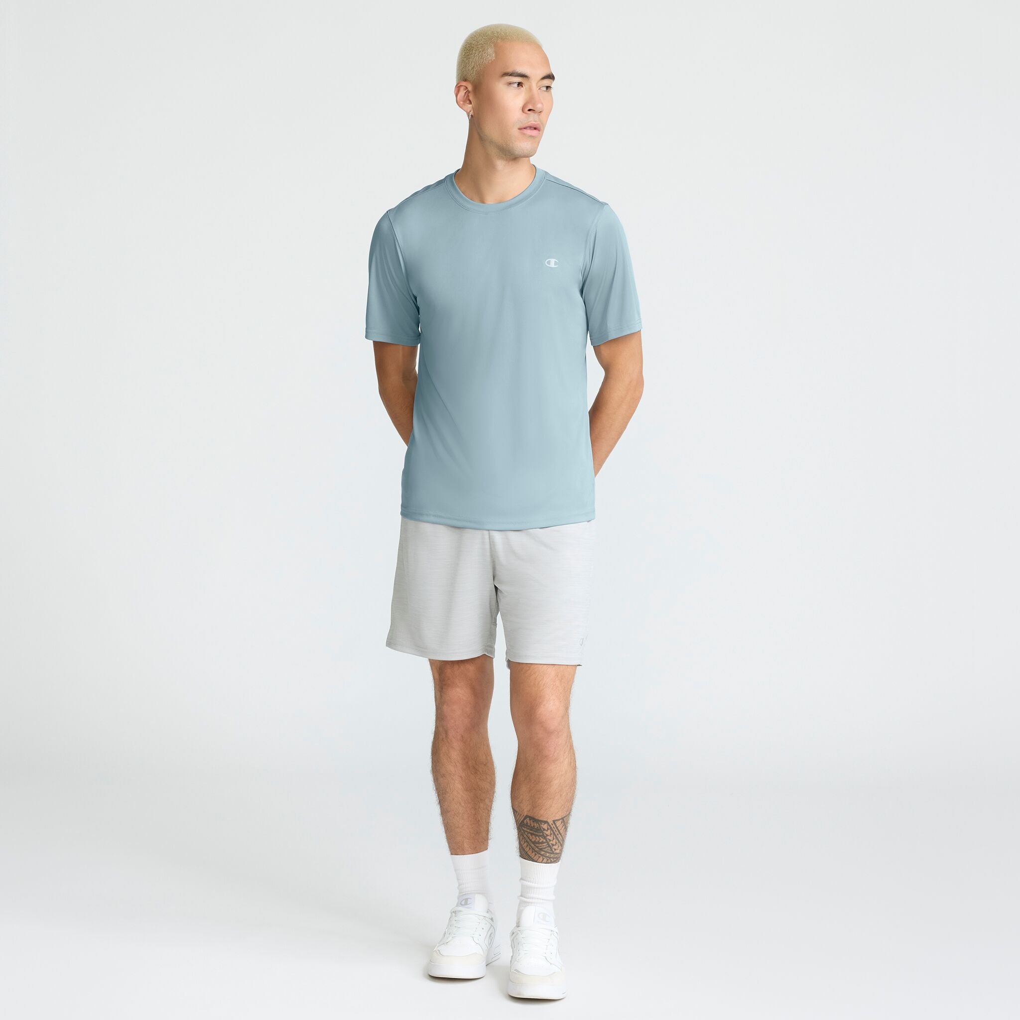 Champion Sport T-Shirt, Reflective C Logo in Cloudy Blue