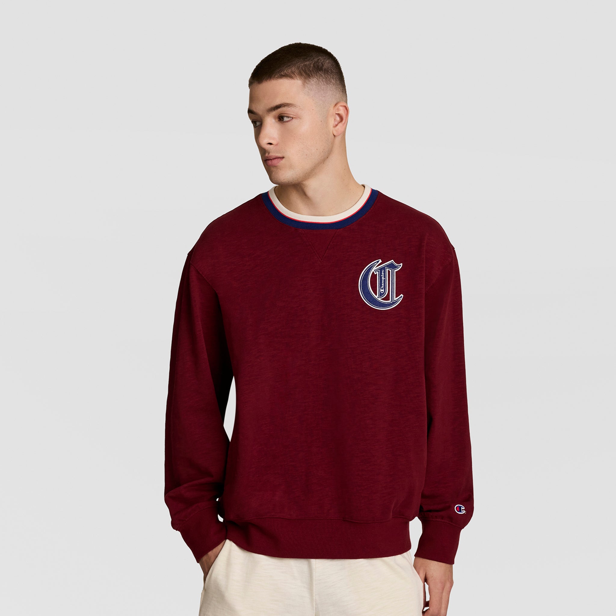 Modern Retro Washed Crew Sweatshirt, C Logo – Champion