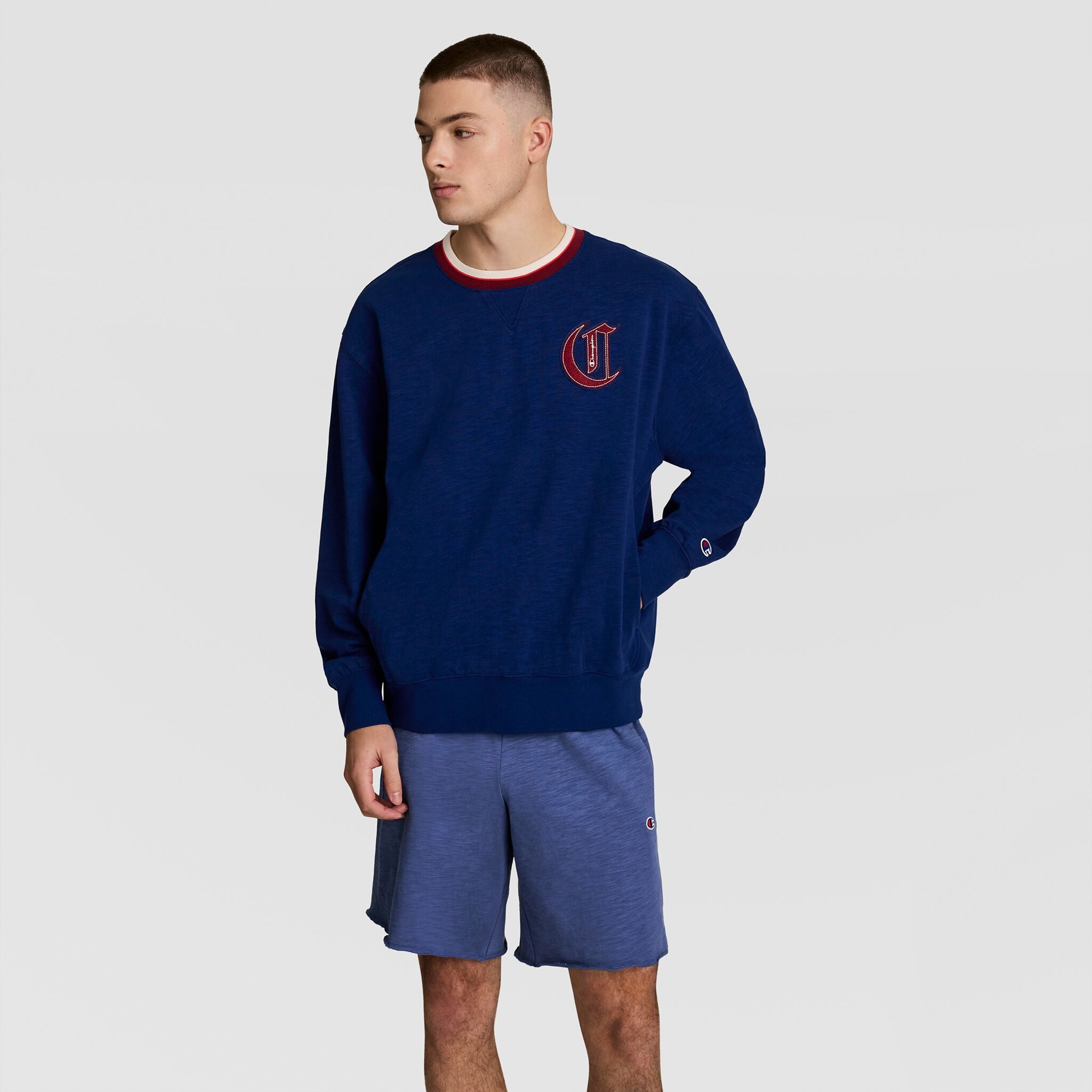 Modern Retro Washed Crew Sweatshirt, C Logo – Champion