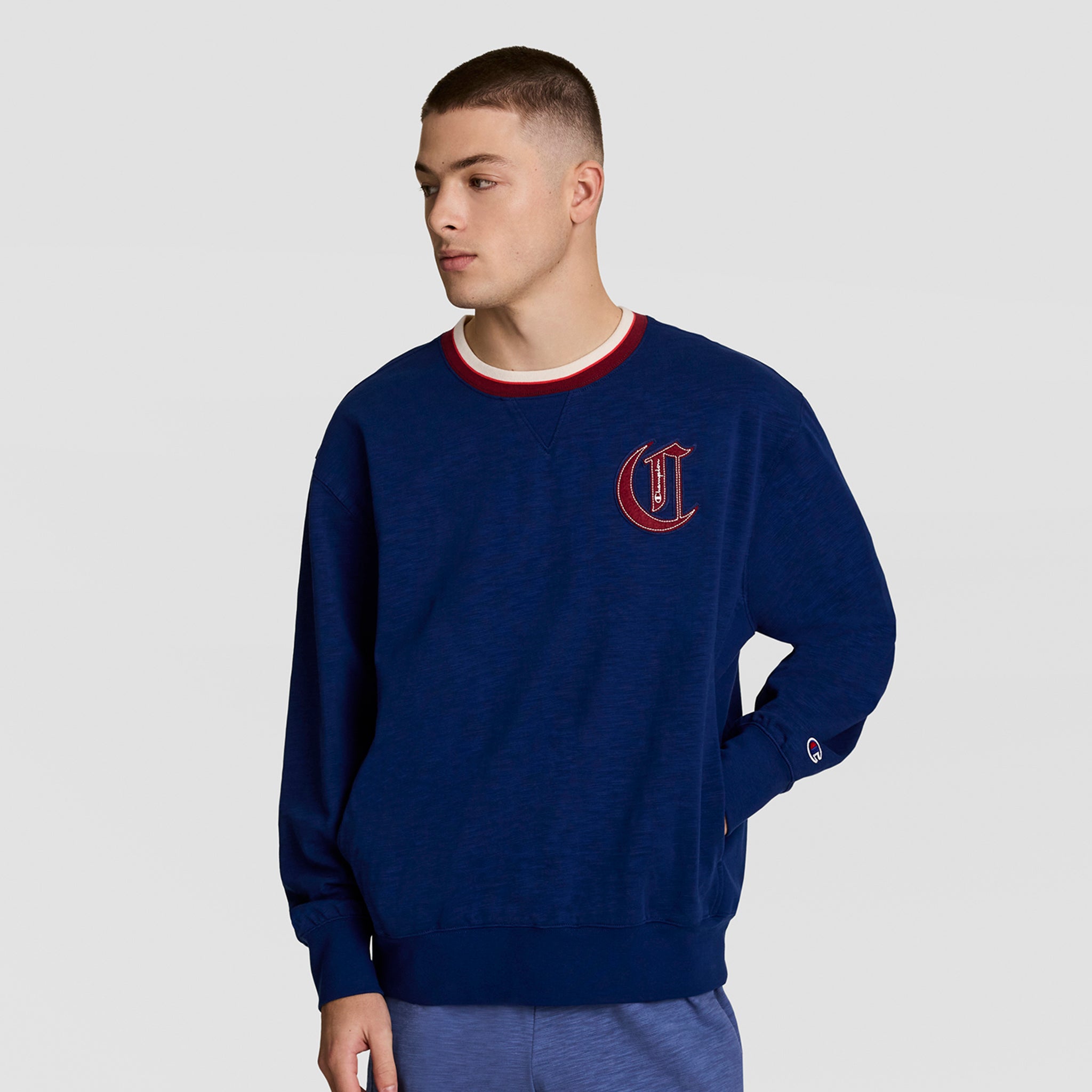Modern Retro Washed Crew Sweatshirt, C Logo – Champion
