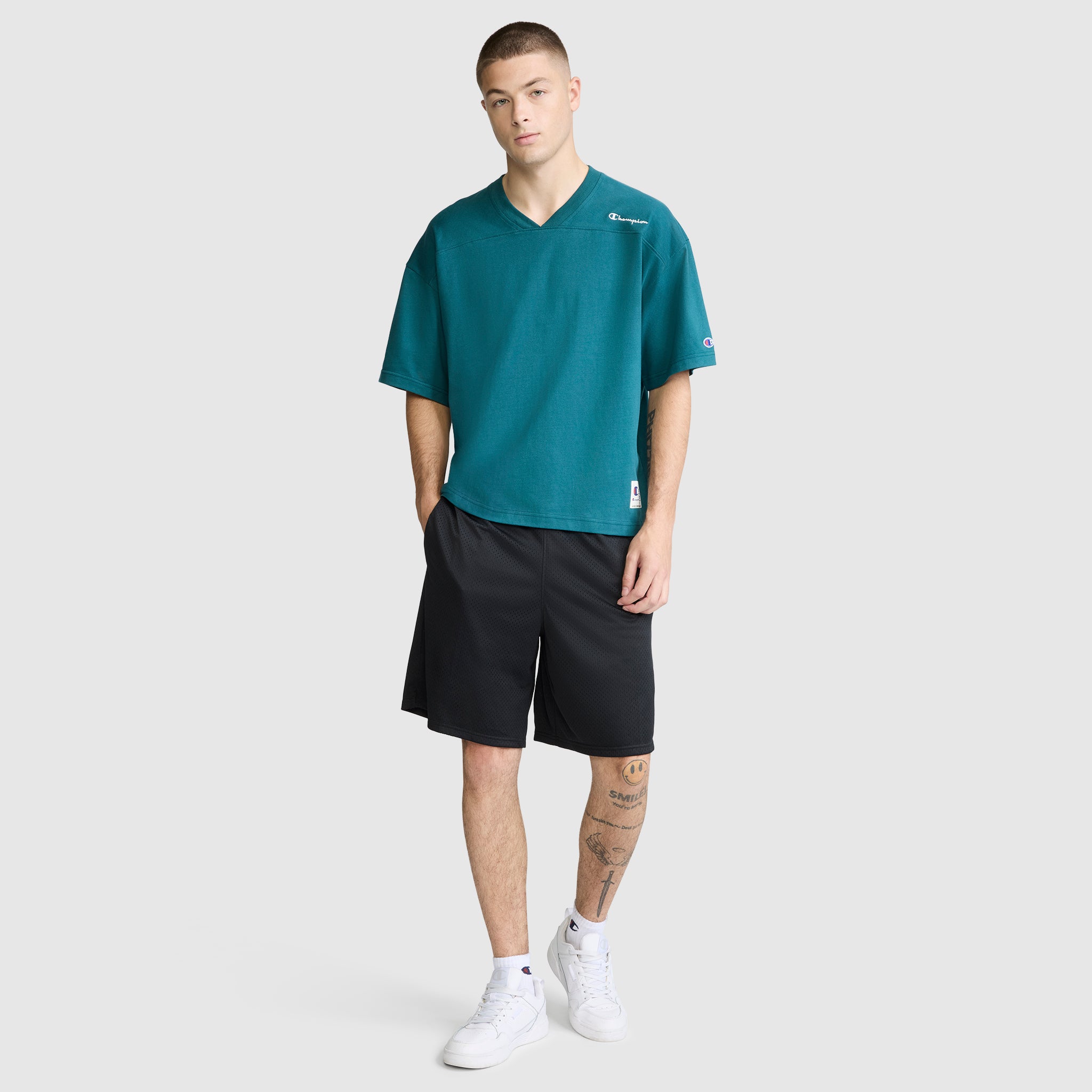 Short Sleeve Boxy T-Shirt, Embroidered Script Logo – Champion