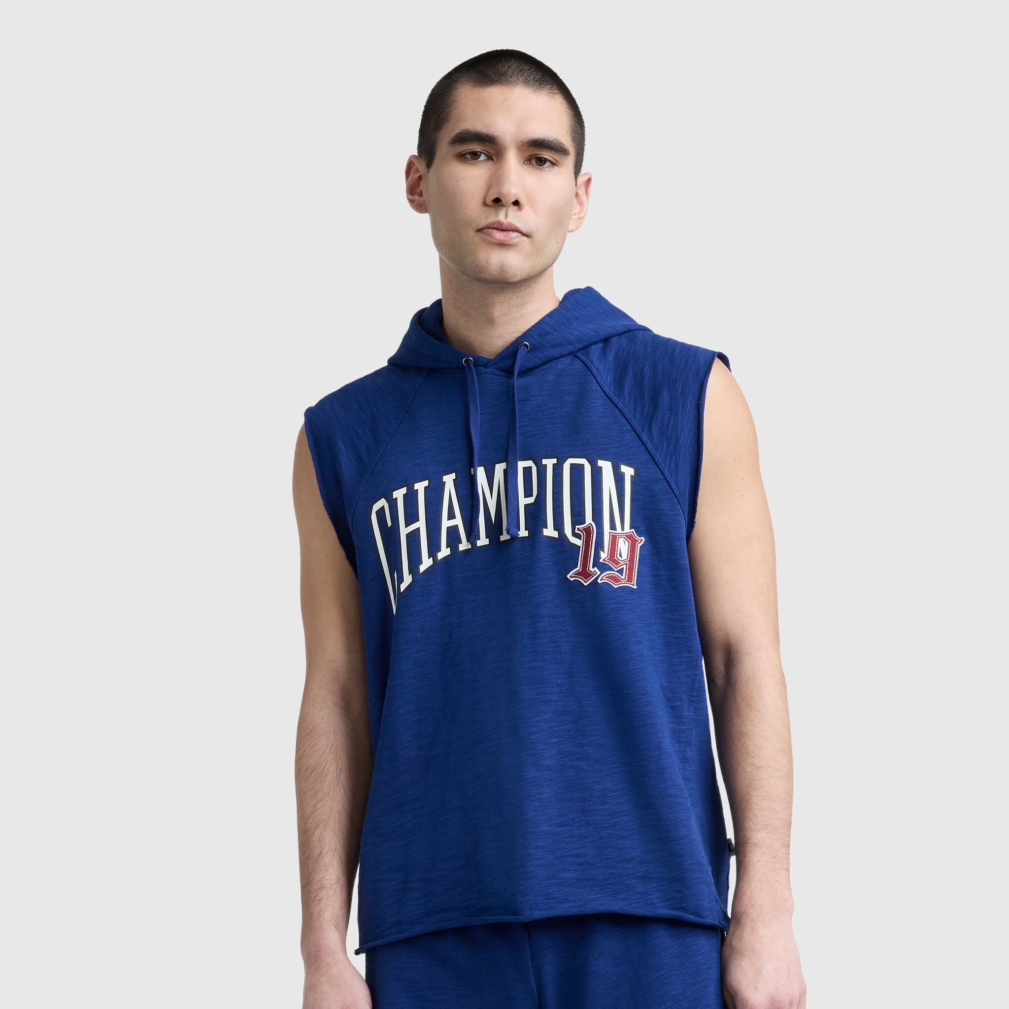 トップス 252HBCHD-CSMO2S ACADEMY LS CHAMPION M Modern Retro Washed Sleeveless Hoodie, C Logo – Champion