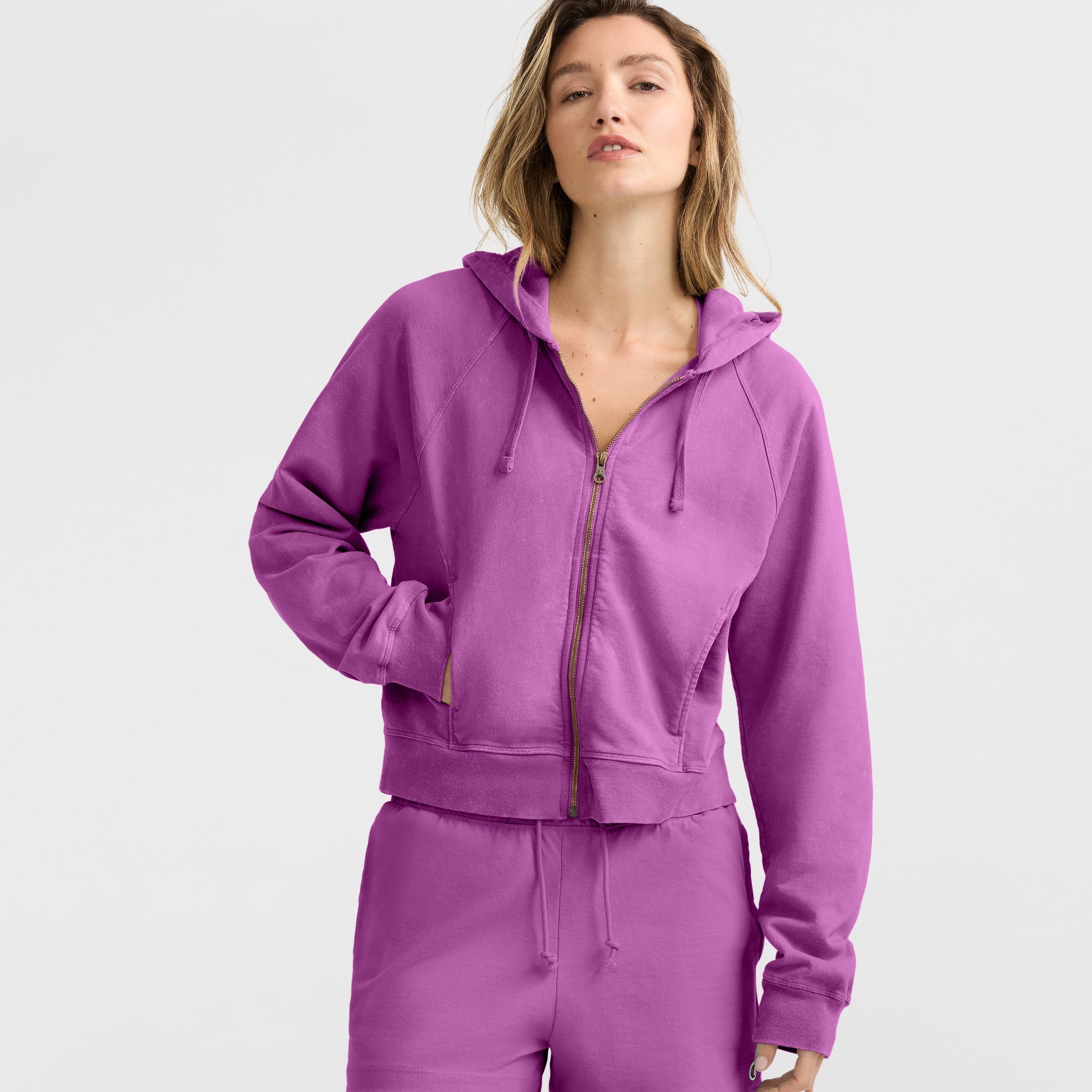 Vintage Wash Zip-Up Hoodie, C Logo