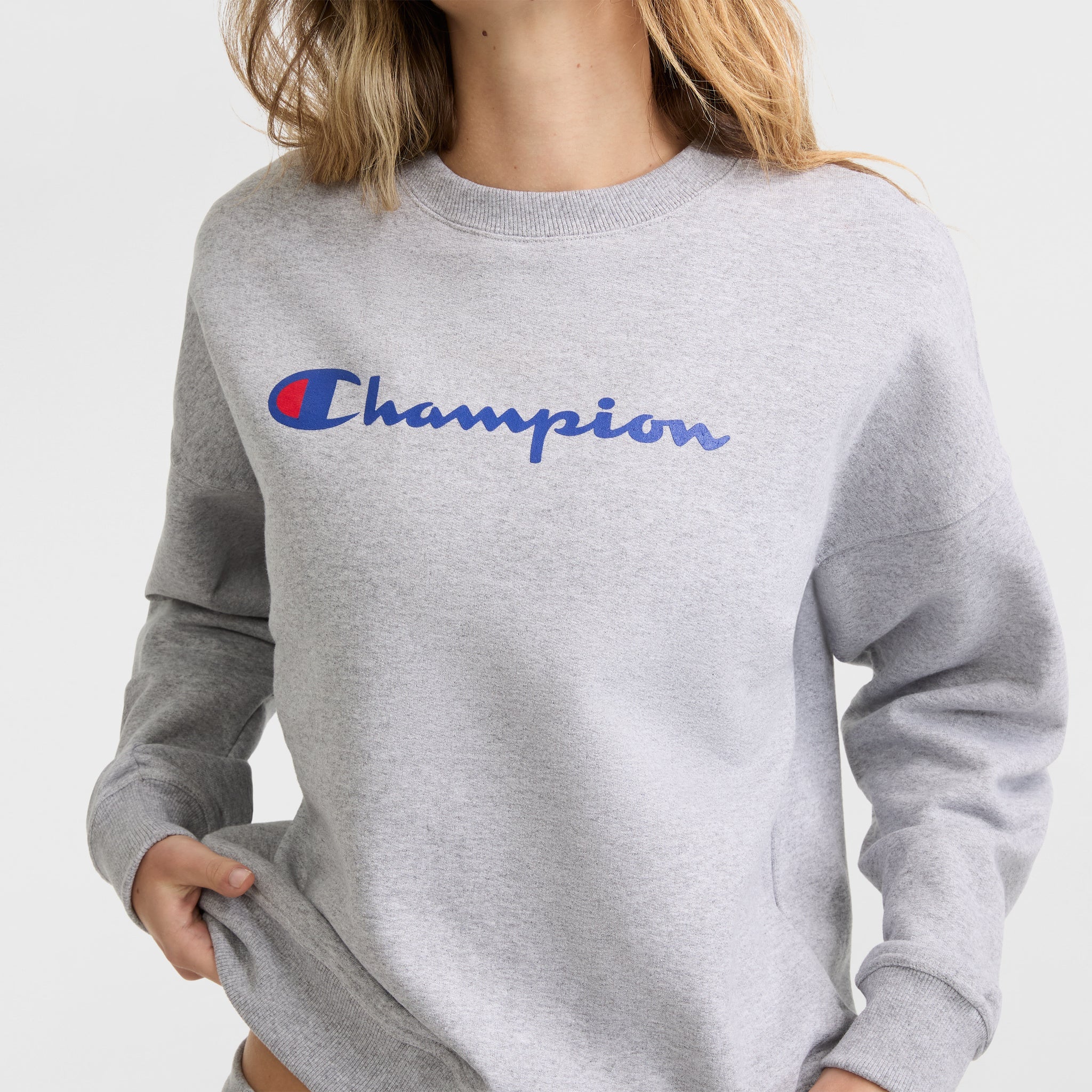Powerblend Crewneck Sweatshirt, Script Logo – Champion