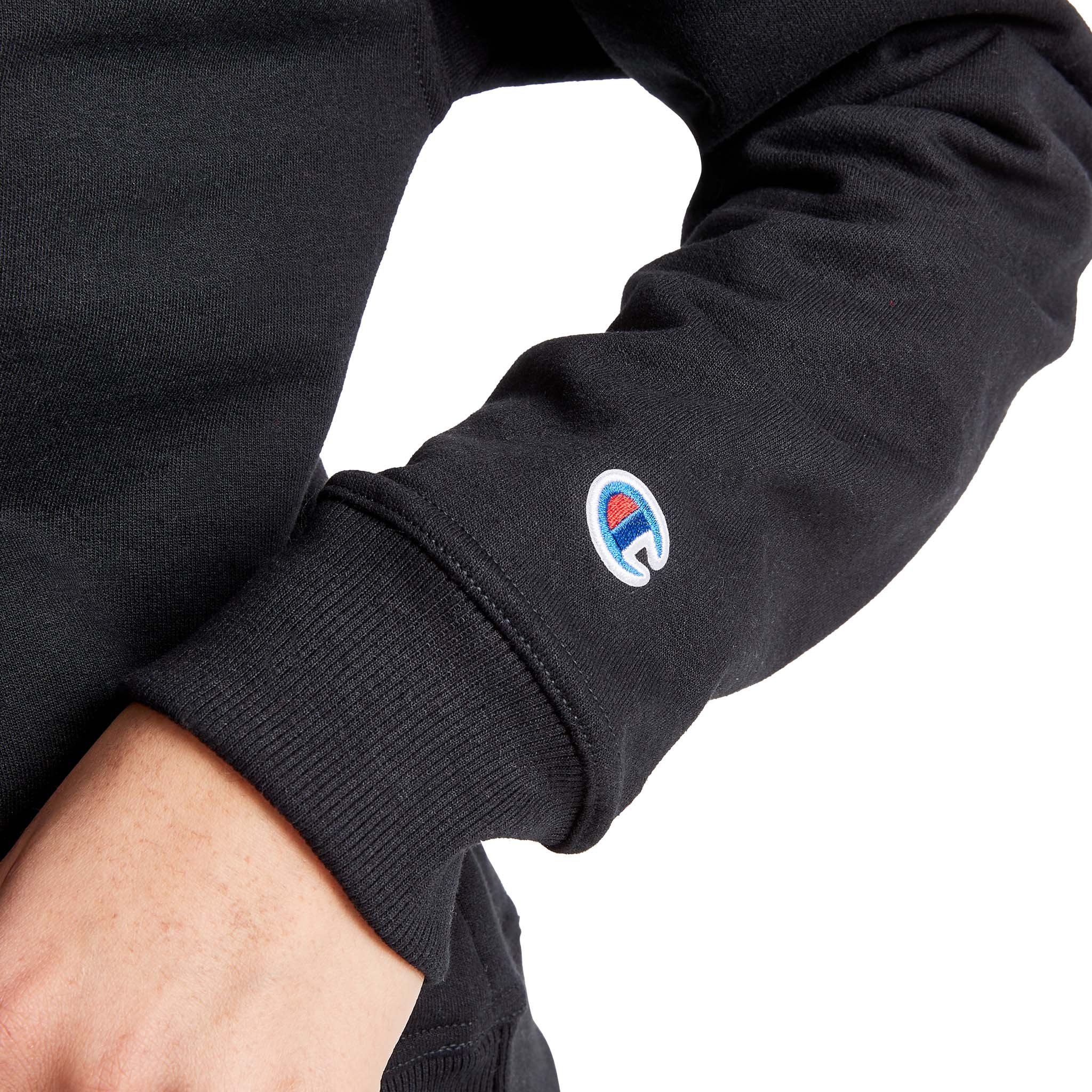 Champion Powerblend Crewneck Sweatshirt, Script Logo in Black