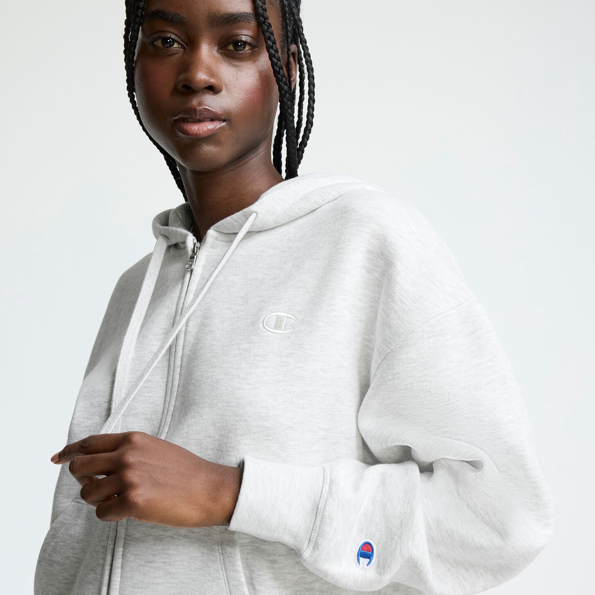 Powerblend Zip-Up Hoodie, C Logo – Champion