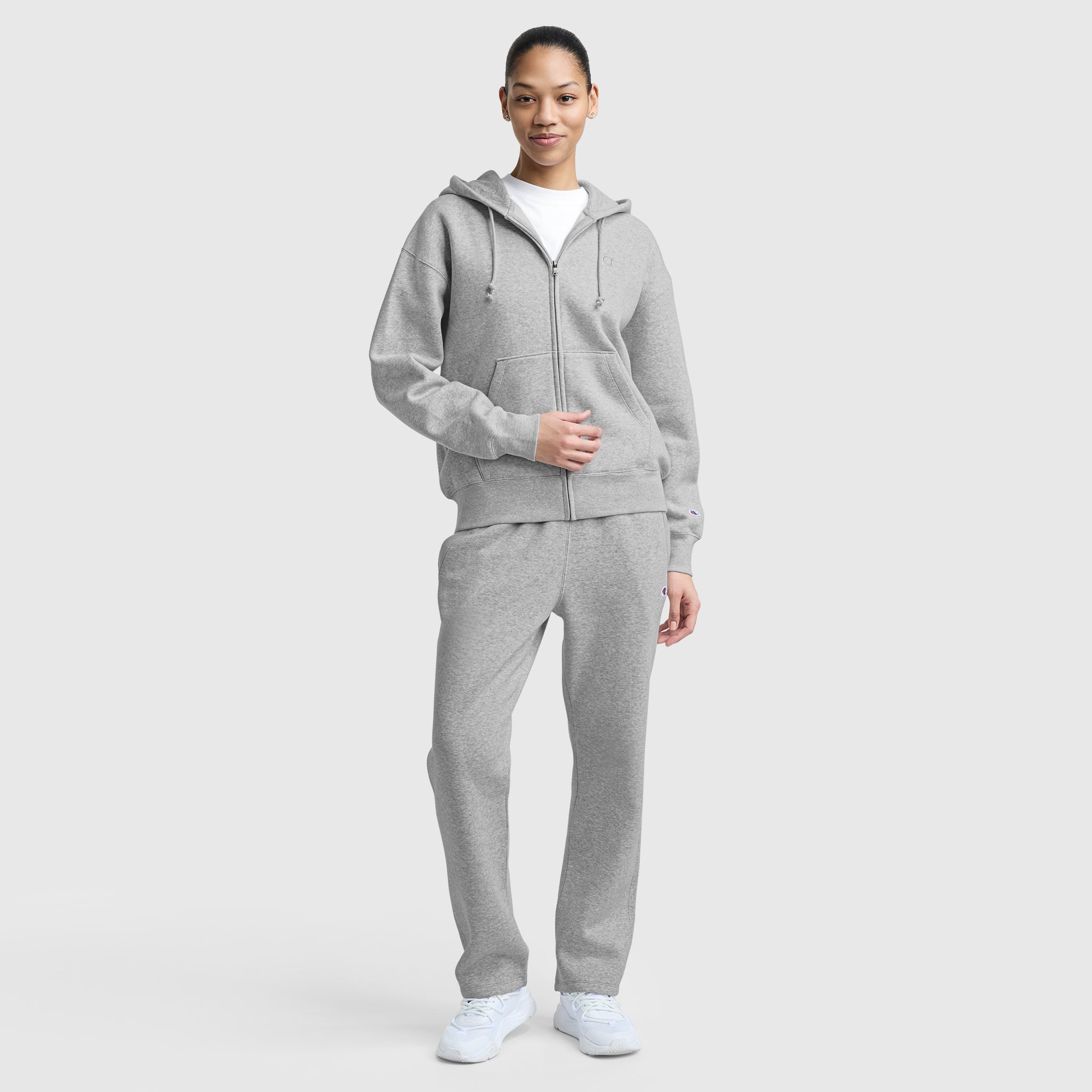 Powerblend Fleece Zip-Up Hoodie, C Logo – Champion