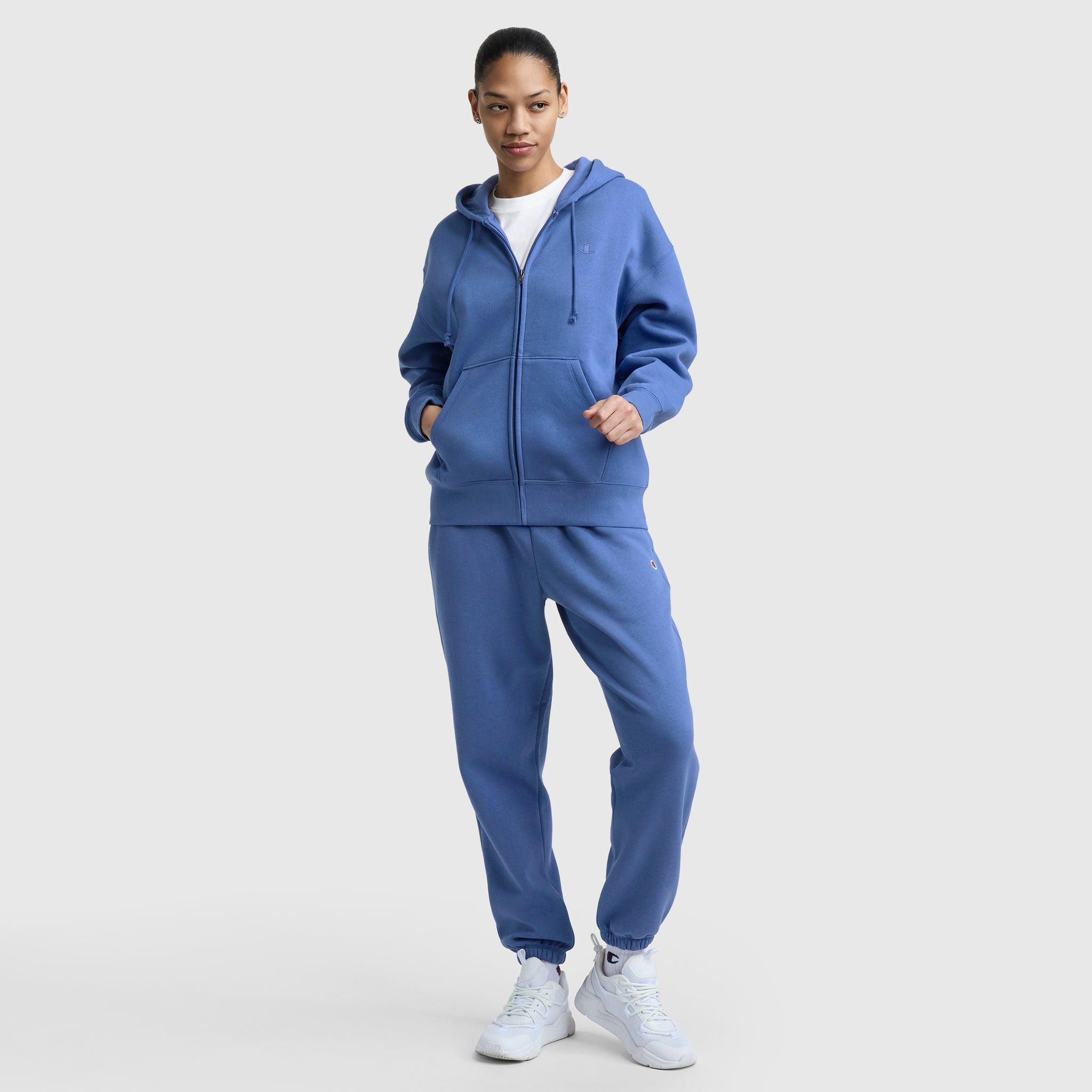 Powerblend Fleece Zip-Up Hoodie, C Logo – Champion