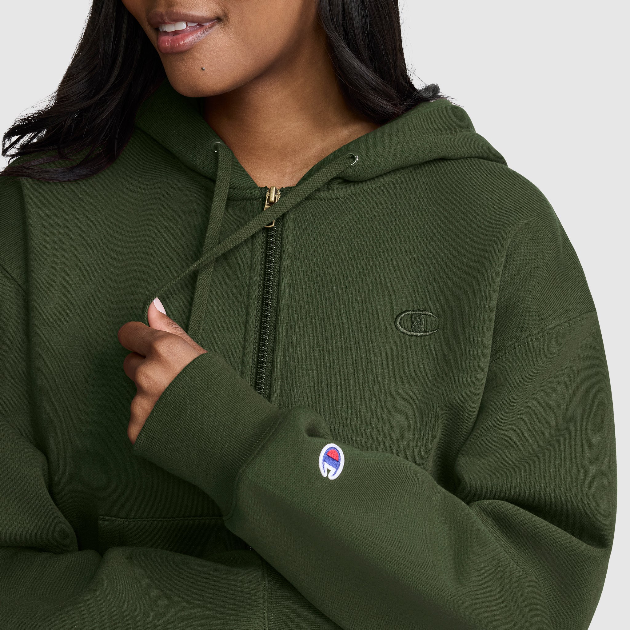 Cropped Zip-Up Hoodie – Champion