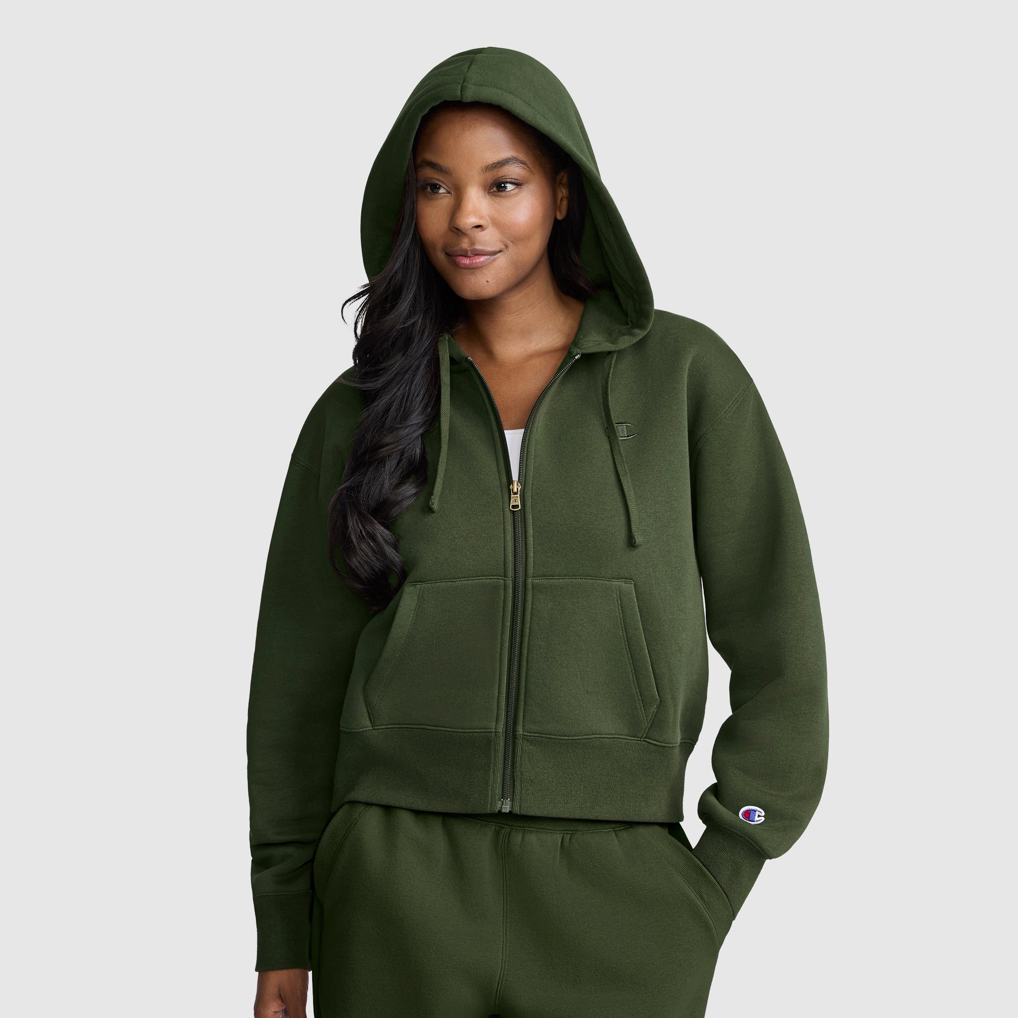 Cropped Zip-Up Hoodie – Champion