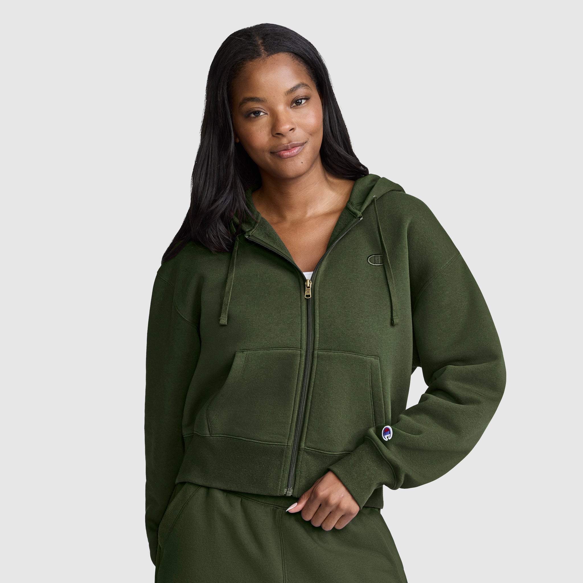 Cropped Zip-Up Hoodie – Champion
