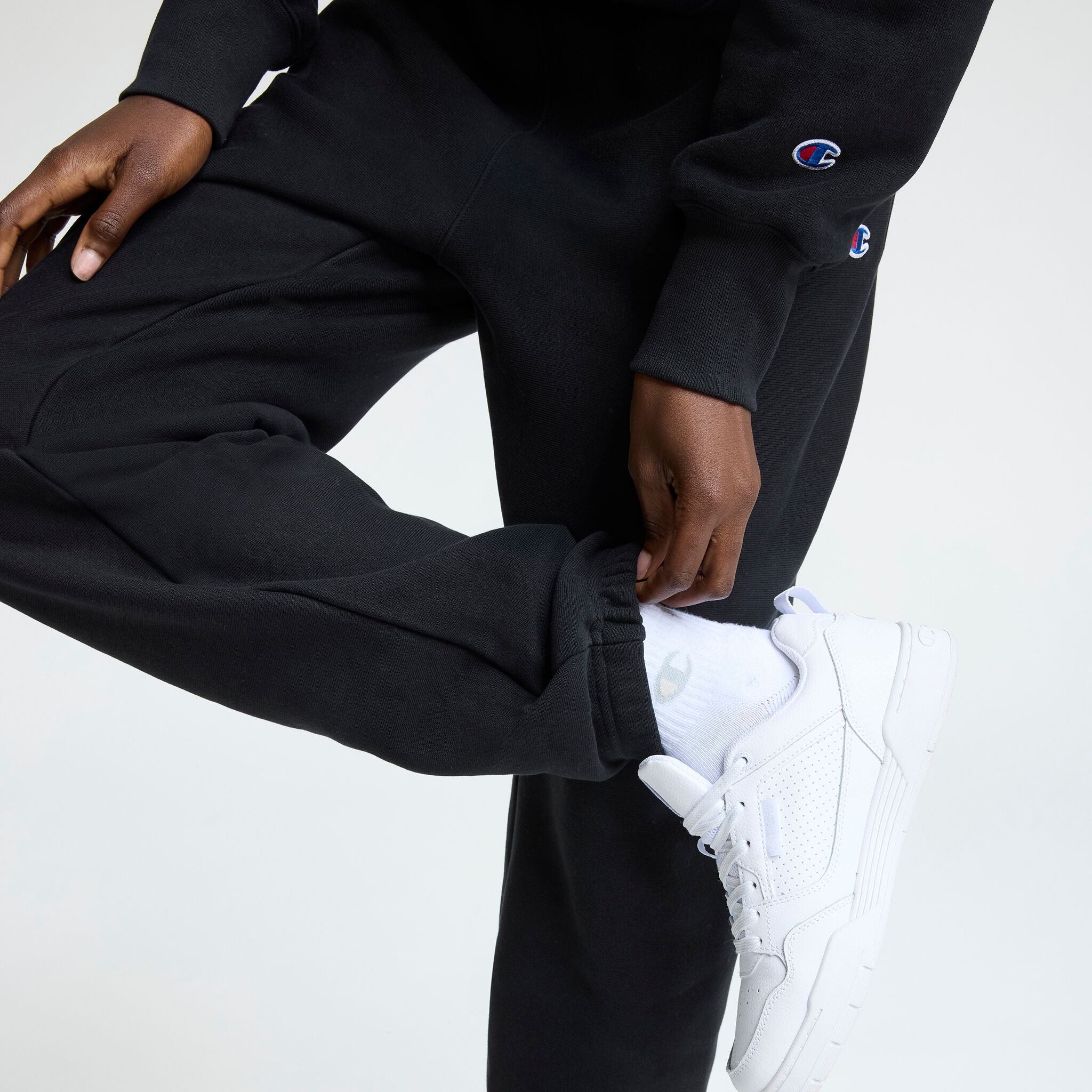 タカキNOTSONORMAL REVERSED SWEATPANT Black Cotton Terry Sweatpant with Crystal Hotfix Drawcord in BLACK