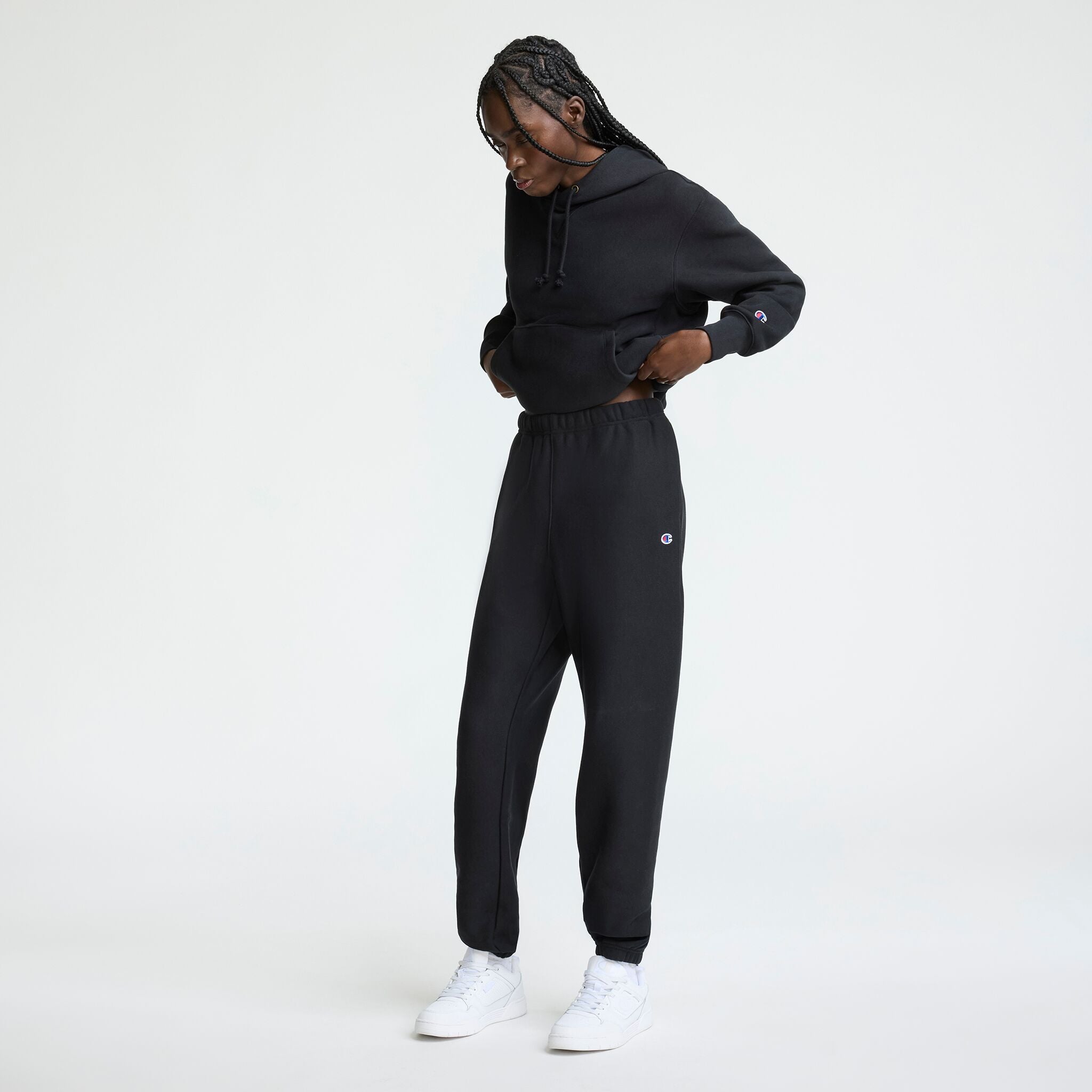 Champion Essentials Reverse Weave Cinched Bottom Sweatpants in Black