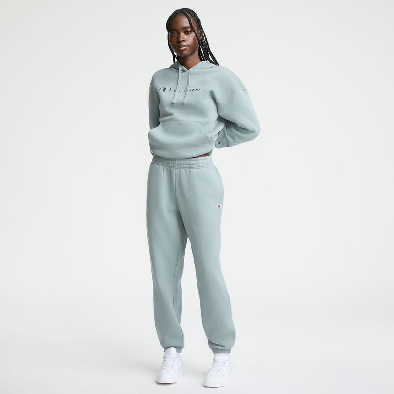 Champion Powerblend Oversized Sweatpants, C Logo in Cloudy Blue