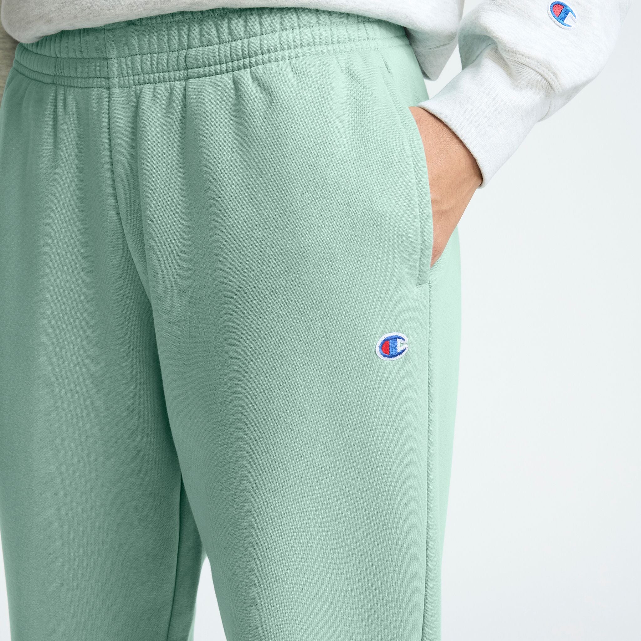 Champion Powerblend Oversized Sweatpants, C Logo in Beach Bungalow Blue