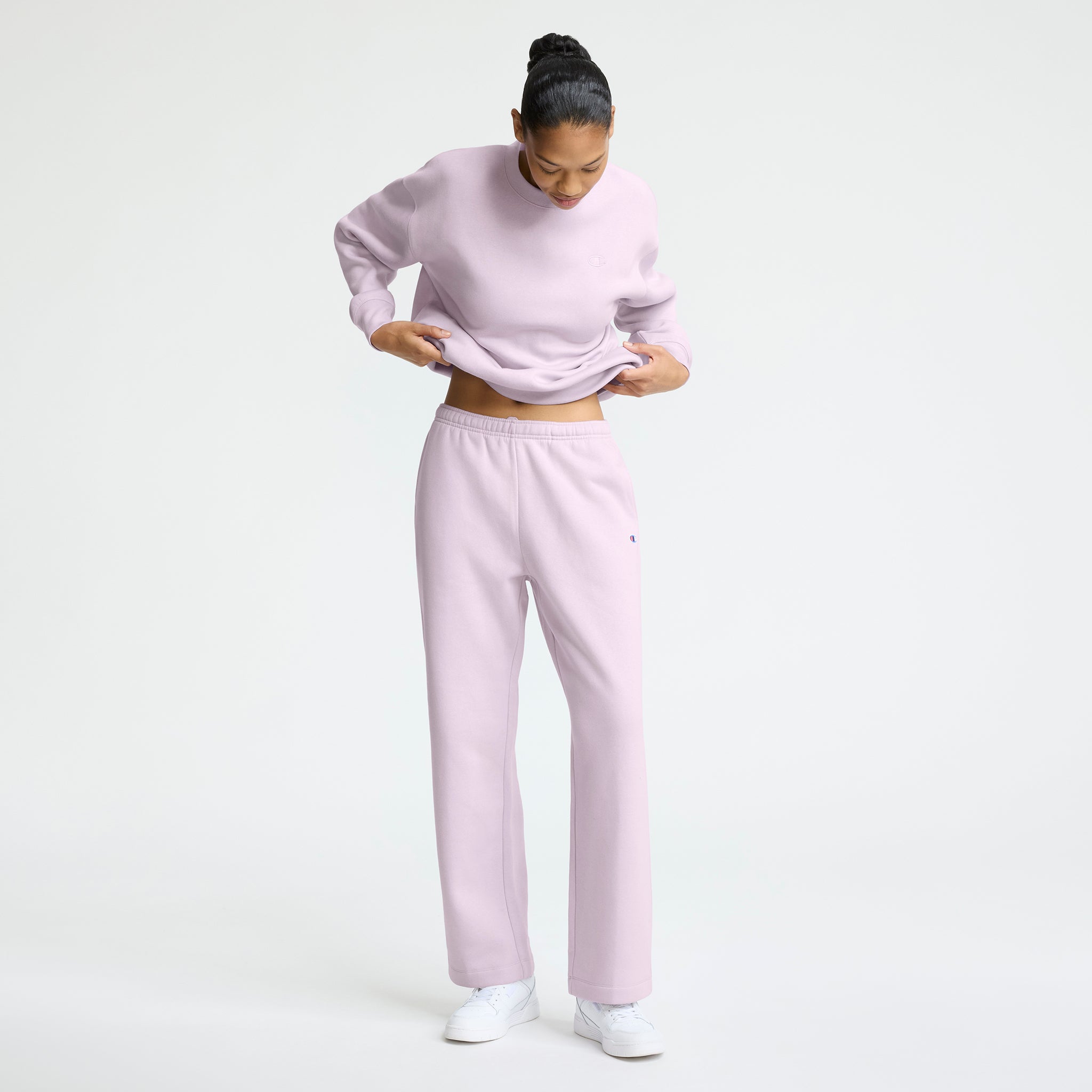 Champion Powerblend Straight Hem Sweatpants in Lavender Frost