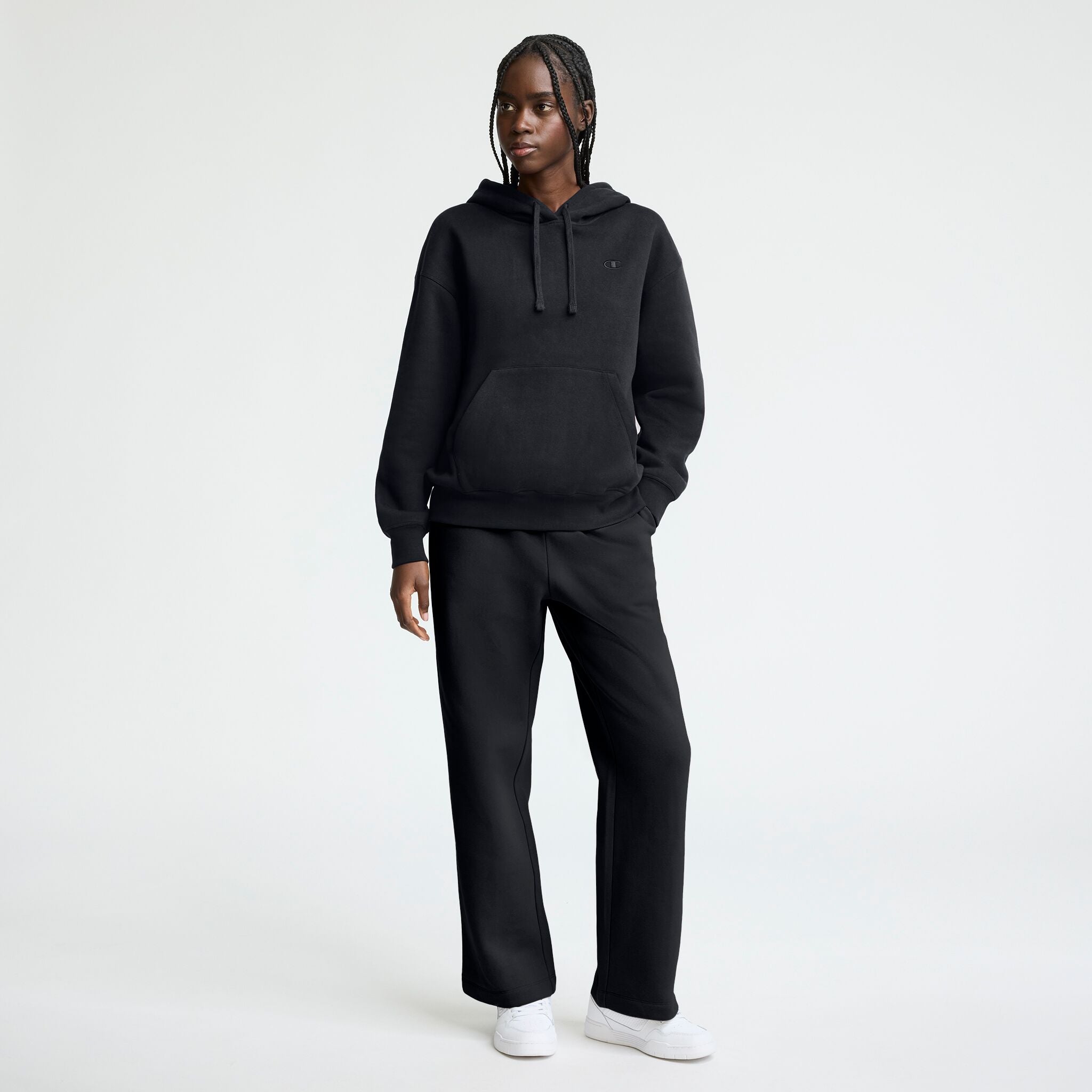 Champion Small C Freshman Powerblend Hoodie in Black