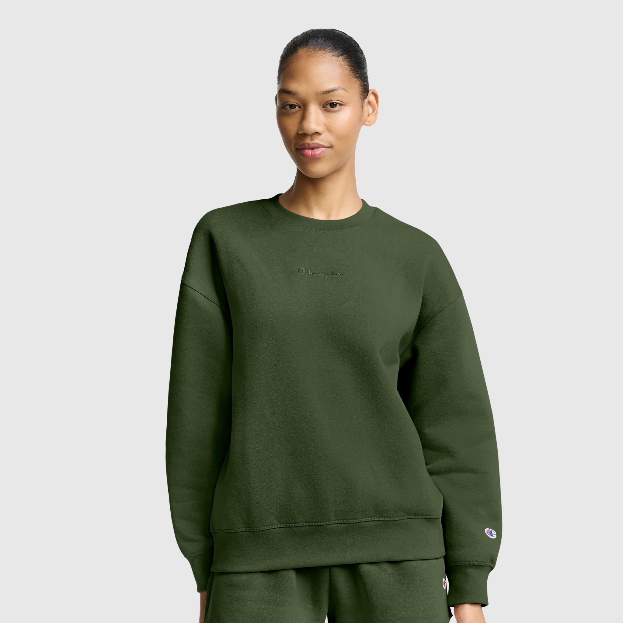 Powerblend Crewneck Sweatshirt, Embroidered Script Logo – Champion