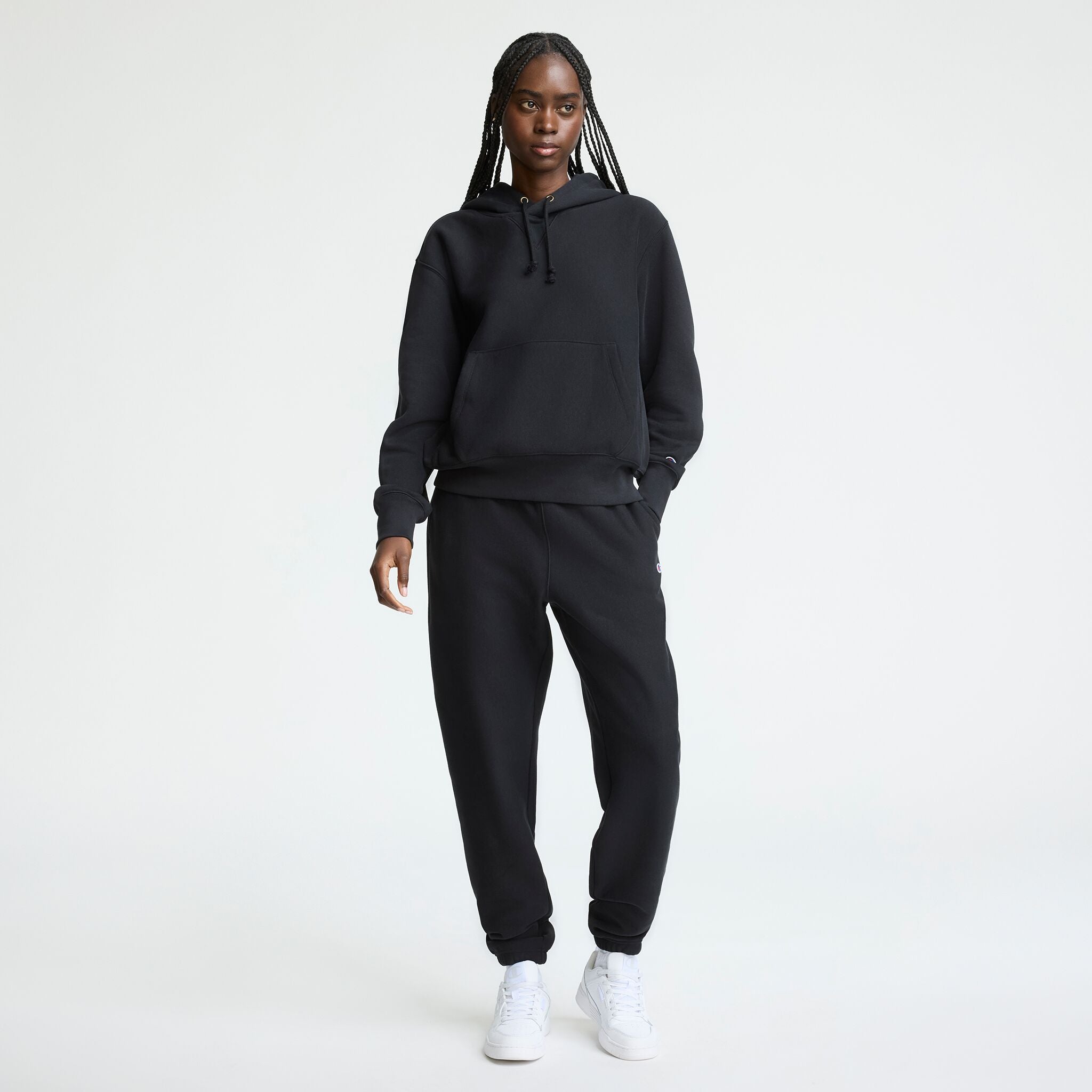 Champion Essentials Reverse Weave Hoodie Sweatshirt in Black