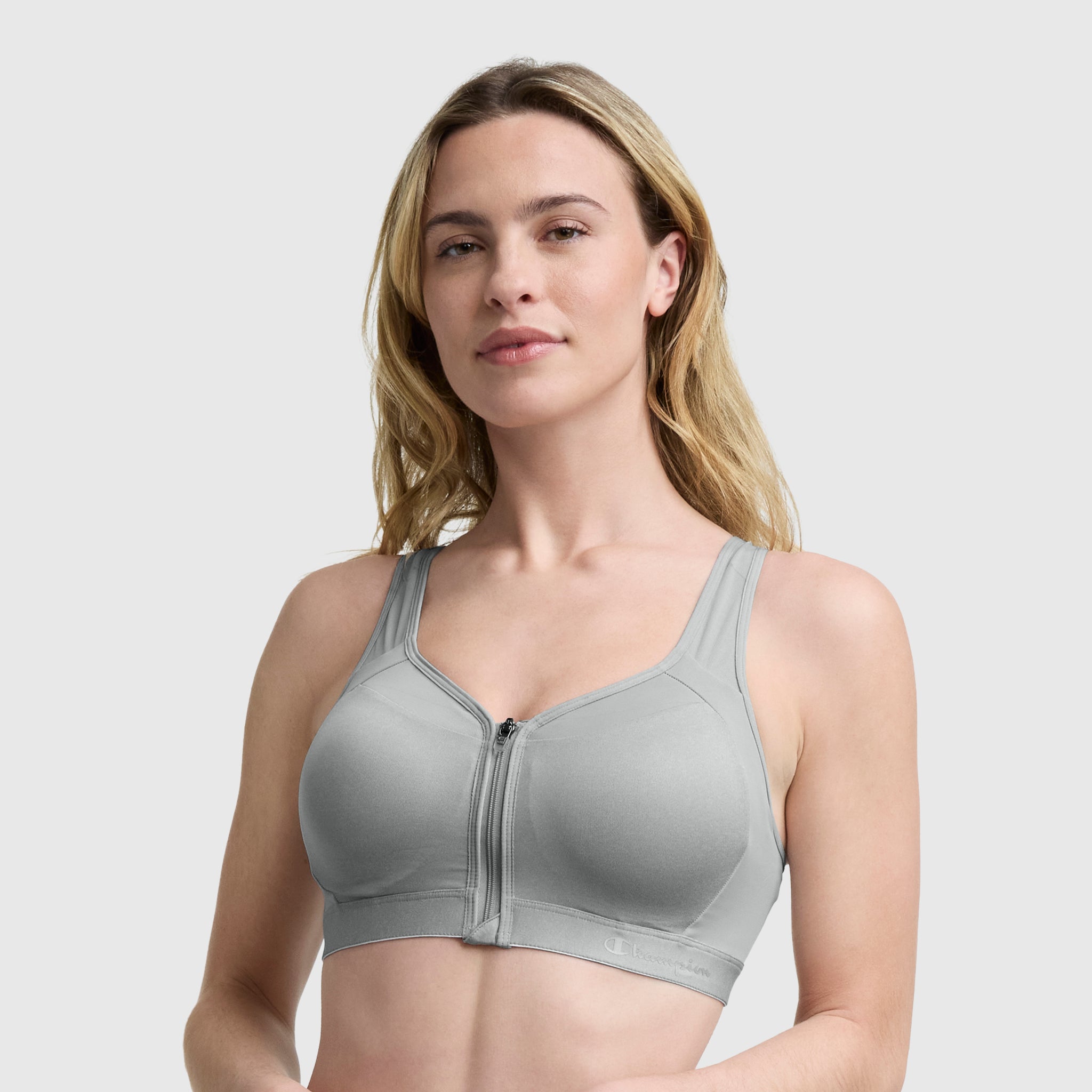 Champion グレー ビスチェ ONE SIZE Motion Control Zip Sports Bra – Champion