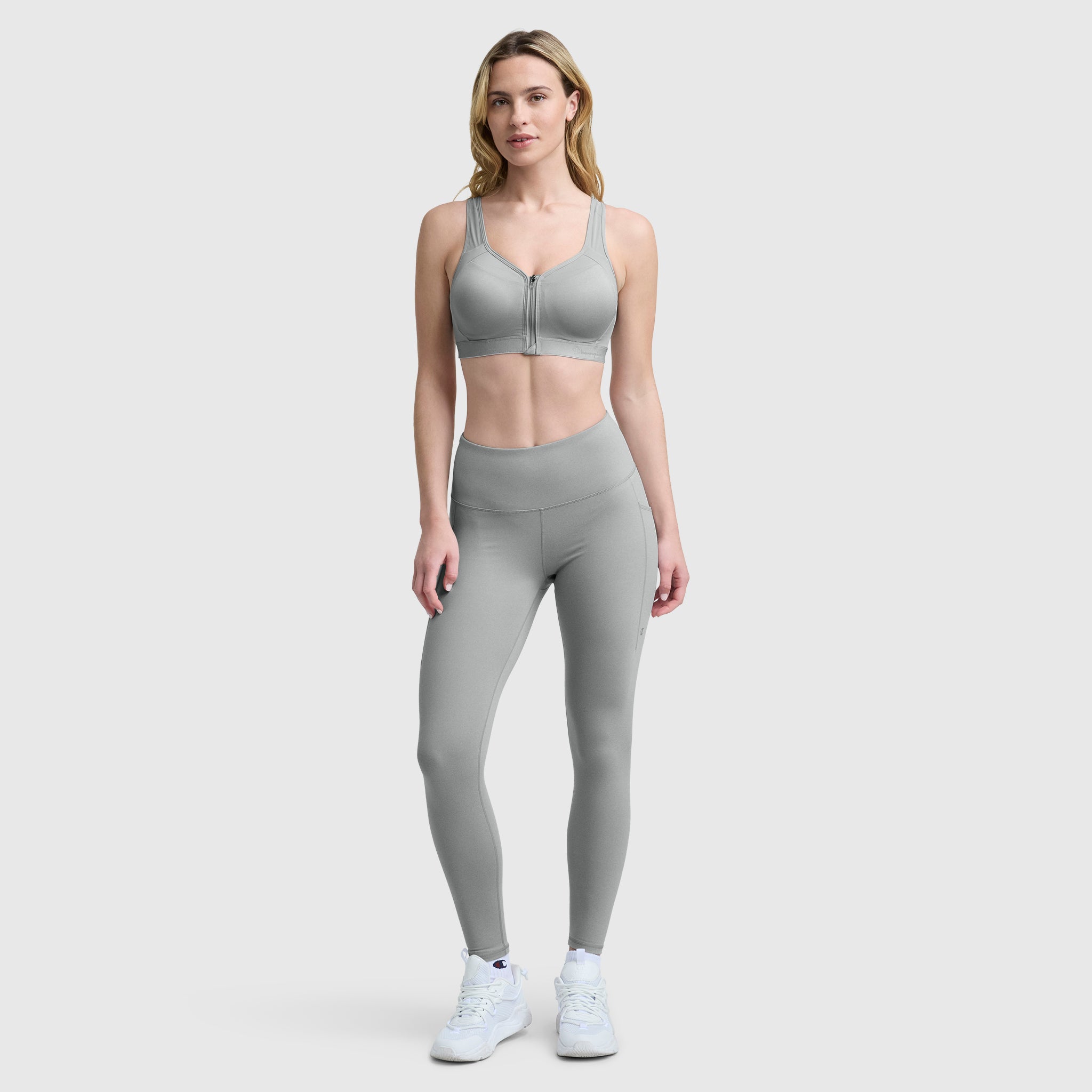 Champion グレー ビスチェ ONE SIZE Motion Control Zip Sports Bra – Champion
