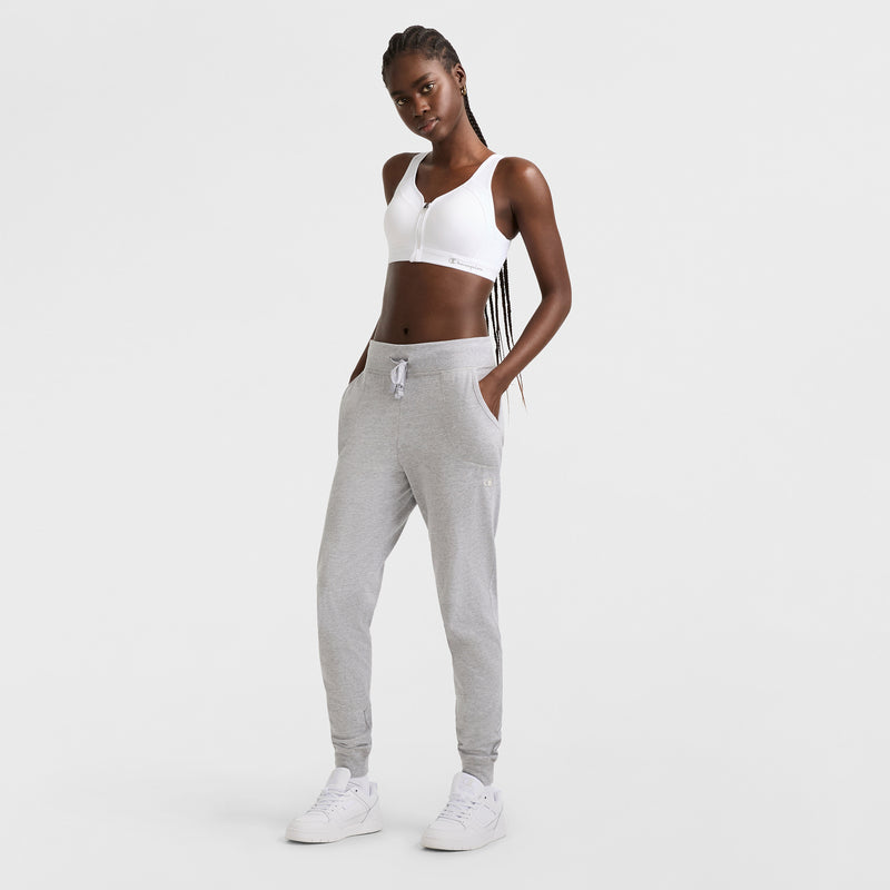 Motion Control Zip Sports Bra, Wirefree, Script Logo