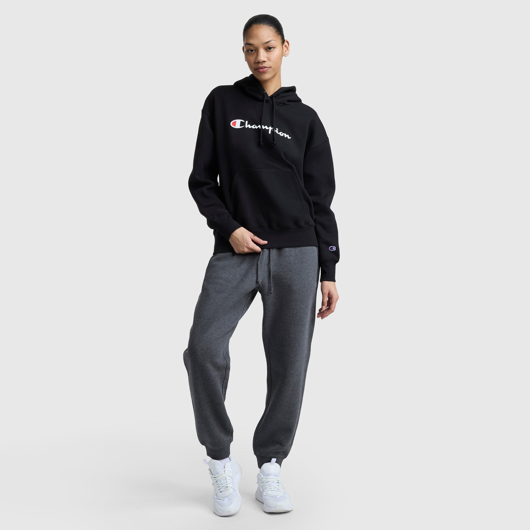 Powerblend Relaxed Hoodie, Script Logo – Champion