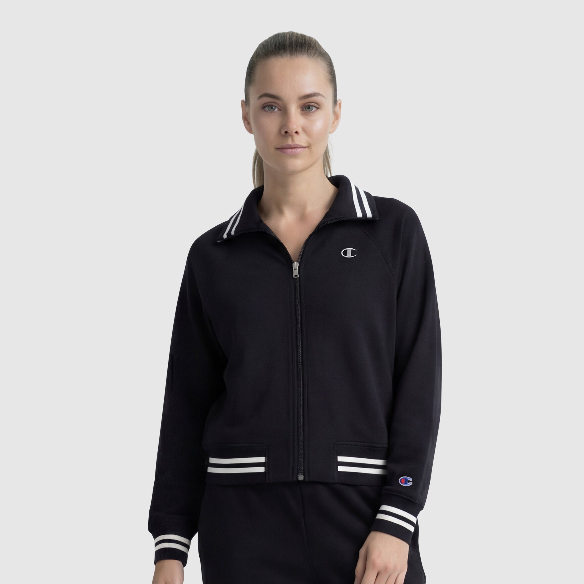 Pitcher Full-Zip Mockneck Top, C Logo – Champion