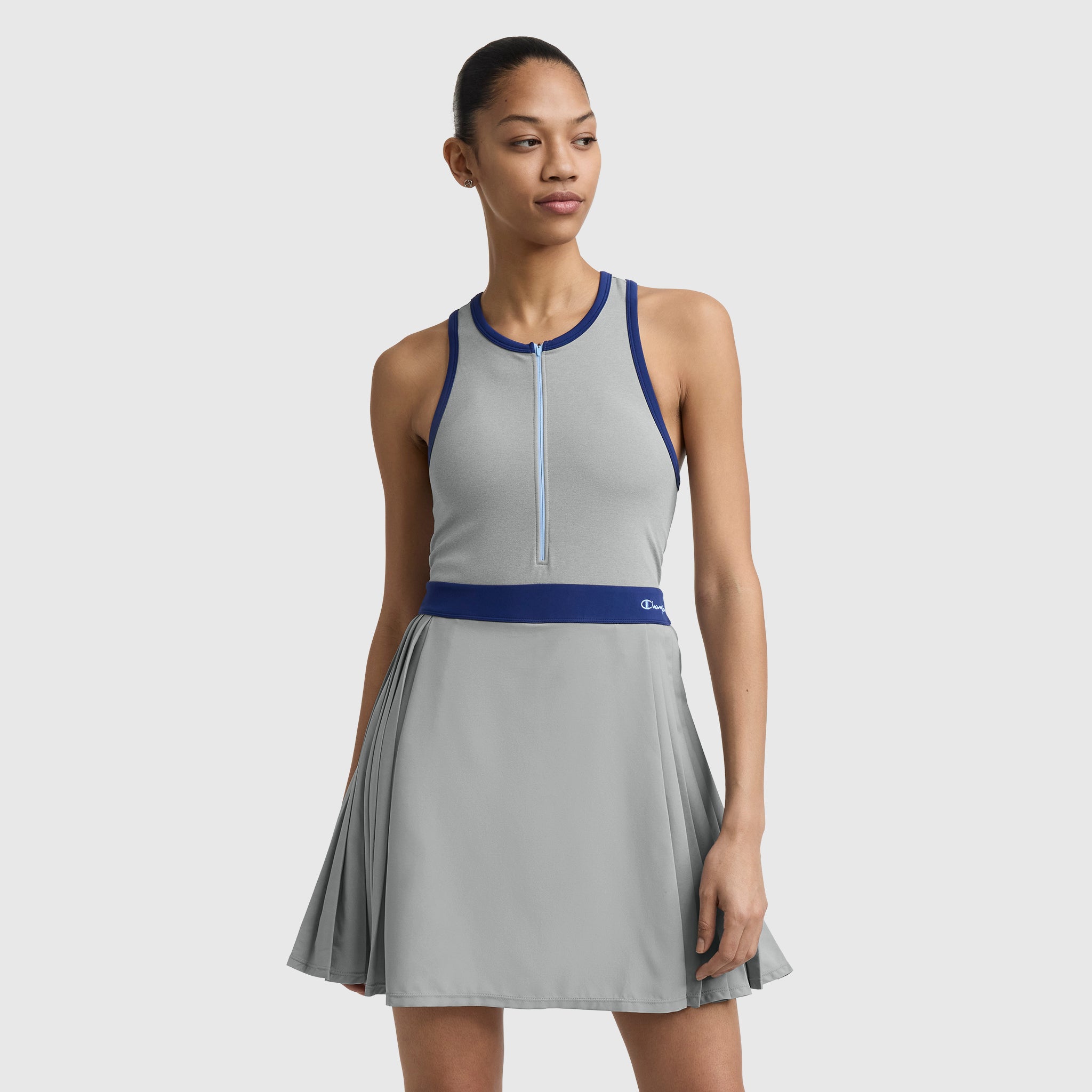 Champion Match Point Tennis Dress With Embroidered Script Logo - Oxford Grey Heather Champion Match Point Tennis Dress With Embroidered Script Logo - Oxford Grey Heather