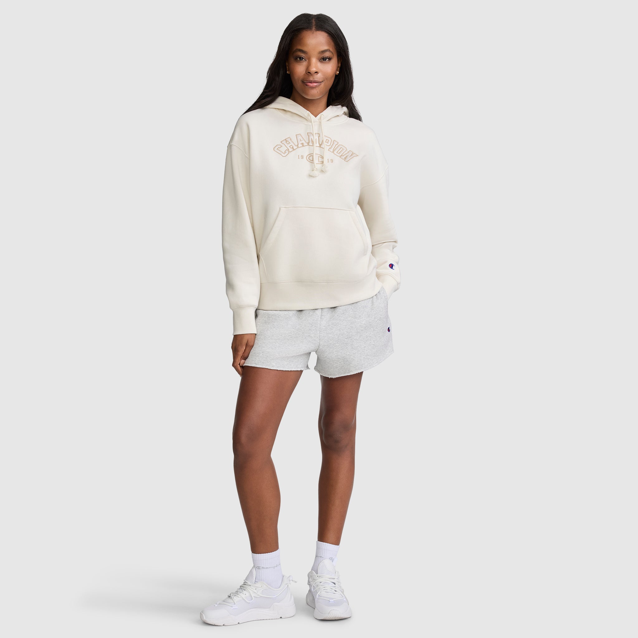 CHAMPION ダブルフェイス PLAIN SWEAT HOODY Fleece Hoodie, Satin Applique – Champion