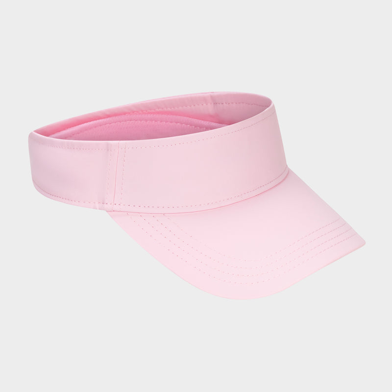 The Champion Adjustable Visor is a light pink athletic hat with a curved brim for sun protection and a wide adjustable fit band, shown against a plain white background.