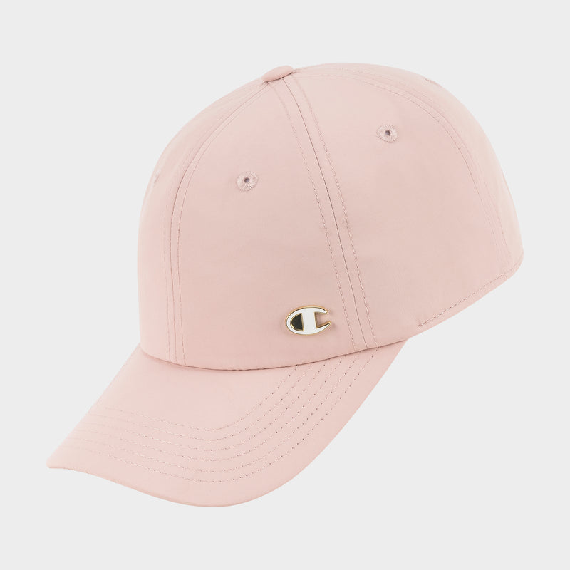 The Champion Lifestyle Sport Adjustable Baseball Cap features a light pink color, curved brim, adjustable fit, and an embroidered gold C logo on the front left. Shown on a plain white background for everyday style and comfort.