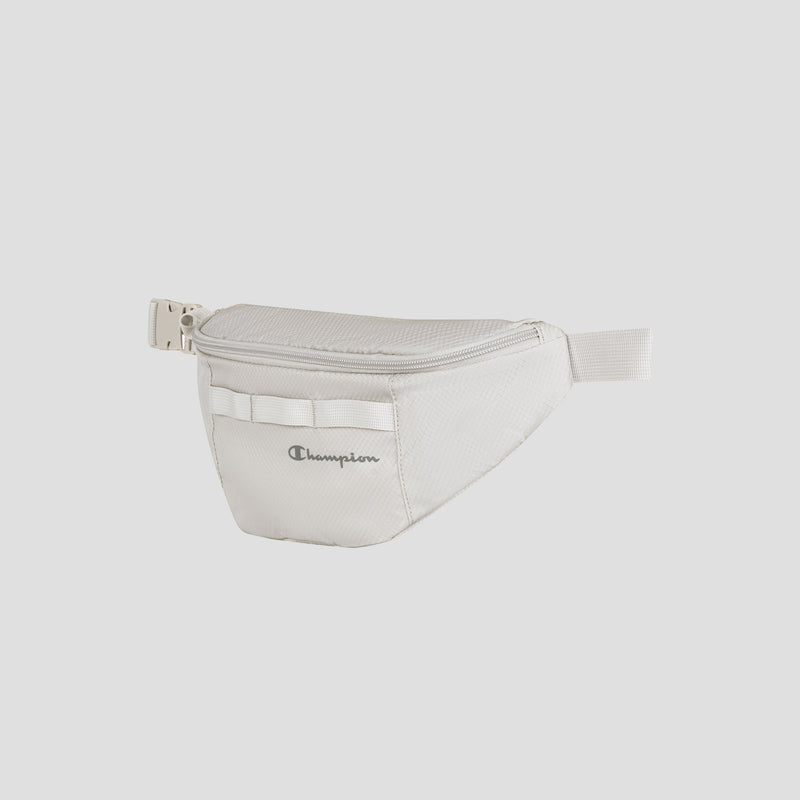 A Champion Document Waist Pack in white, ideal for organization on the go, featuring a front zipper pocket and adjustable strap, displayed on a plain light background.