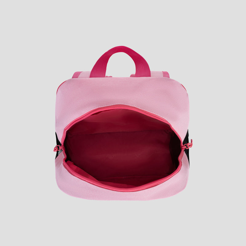 A pink Champion Kids’ Mode Lunch Kit & Backpack Combo, viewed from above, showing the open main compartment and pink handles against a plain gray background.