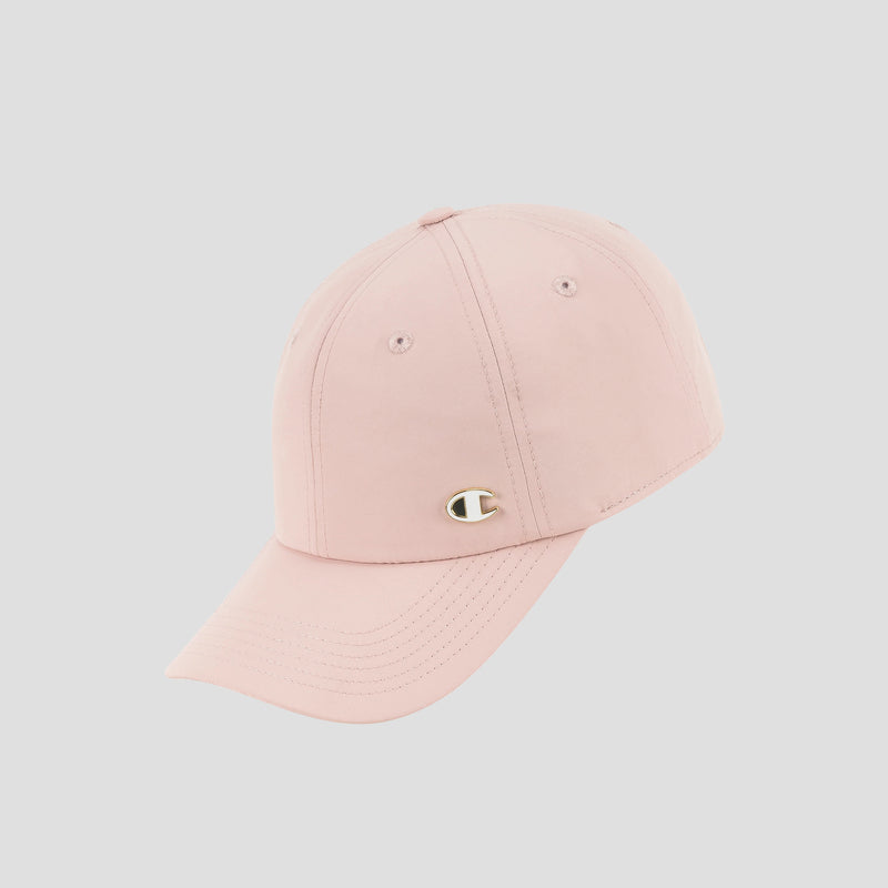 A light pink Champion Lifestyle Sport Adjustable Baseball Cap with a curved brim and a small metallic C logo on the side, offering an adjustable fit, displayed against a plain light gray background.
